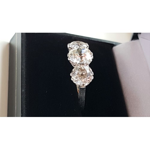 534 - Ladies Three Stone Diamond Ring Edwardian Circa 1910 Set in Platinum Crown Mounted on Platinum Band ... 