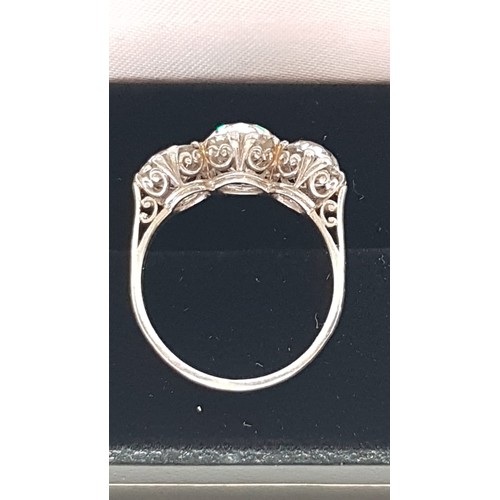 534 - Ladies Three Stone Diamond Ring Edwardian Circa 1910 Set in Platinum Crown Mounted on Platinum Band ... 