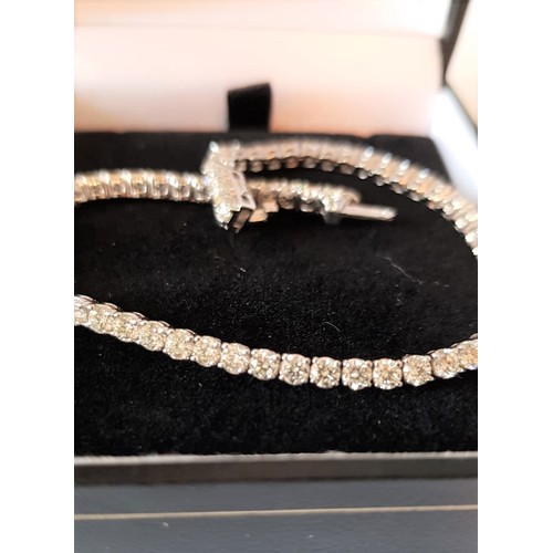 537 - Diamond Tennis Bracelet 67 Brilliant Cut Diamonds Mounted on 14 Carat White Gold Total Diamond Weigh... 