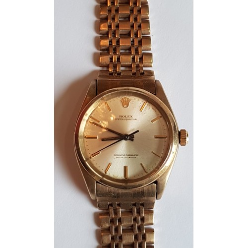 538 - Rolex 18 Carat Gold Oyster Perpetual Gentleman's Wristwatch Date 1966 Working Order with Box Bracele... 