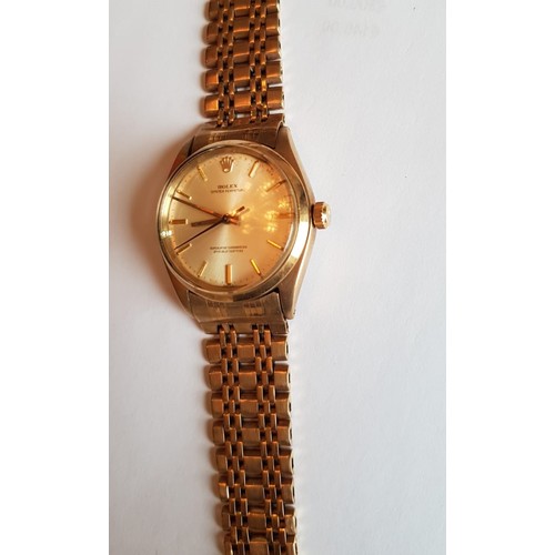 538 - Rolex 18 Carat Gold Oyster Perpetual Gentleman's Wristwatch Date 1966 Working Order with Box Bracele... 