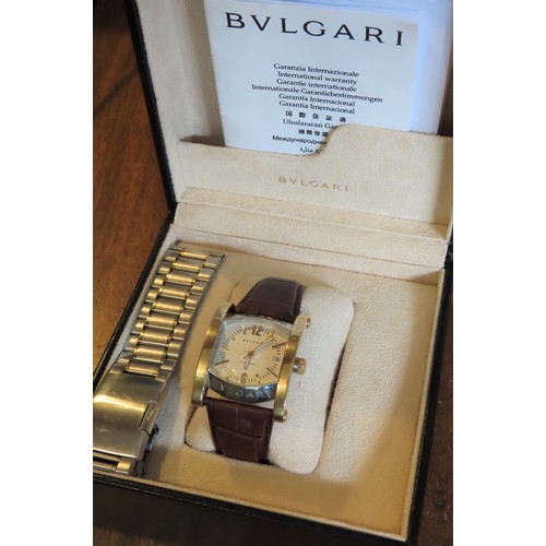 539 - Bulgari Assimona Gentleman's Wristwatch with 18 Carat Rose Gold Casing and Stitched Leather Strap wi... 