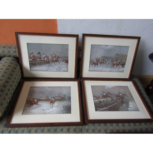 1016 - John Beer Set of Four Antique Grand National Racing Prints Framed Each Approximately 14 Inches High ... 