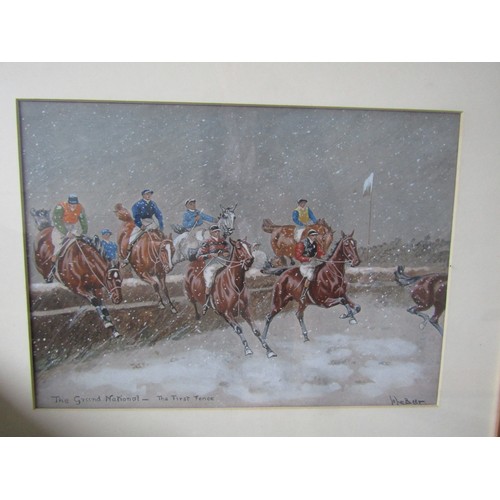 1016 - John Beer Set of Four Antique Grand National Racing Prints Framed Each Approximately 14 Inches High ... 