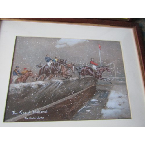 1016 - John Beer Set of Four Antique Grand National Racing Prints Framed Each Approximately 14 Inches High ... 