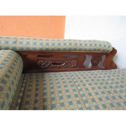 1017 - Antique Chaise Lounge Attractively Upholstered in Brocade with Tasselled Edging Approximately 6ft Lo... 