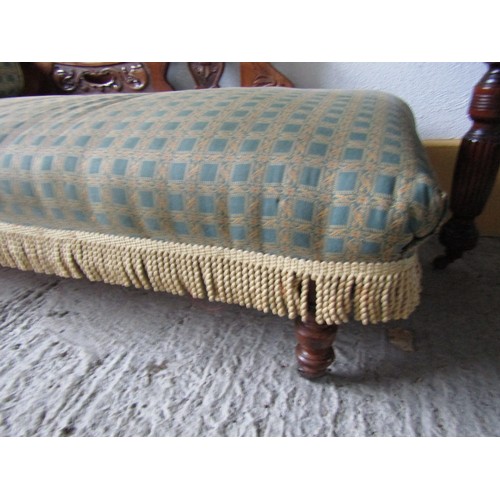 1017 - Antique Chaise Lounge Attractively Upholstered in Brocade with Tasselled Edging Approximately 6ft Lo... 