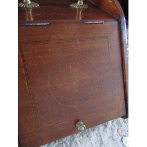 1021 - Edwardian Inlaid Mahogany Coal Companion with Attractively Detailed Handle Approximately 14 Inches W... 