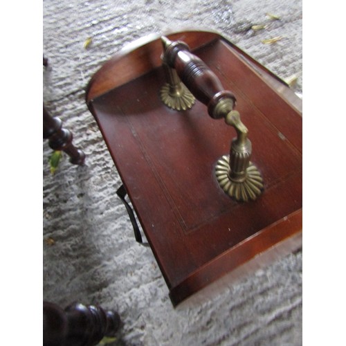 1021 - Edwardian Inlaid Mahogany Coal Companion with Attractively Detailed Handle Approximately 14 Inches W... 