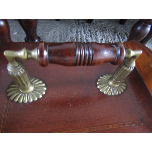 1021 - Edwardian Inlaid Mahogany Coal Companion with Attractively Detailed Handle Approximately 14 Inches W... 