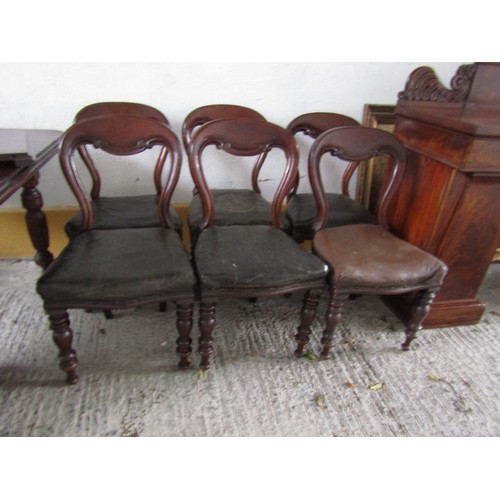 1022 - Set of Six William IV Mahogany Dining Chairs Good Timbers Turned Supports