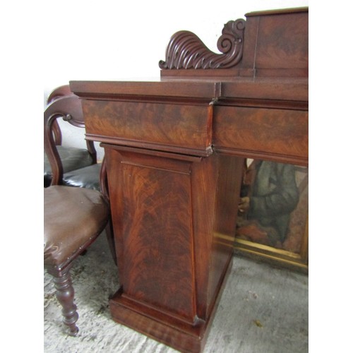 1023 - William IV Inverted Breakfront Pedestal Sideboard, Finely Figured Timbers Attractive Next Size, Appr... 