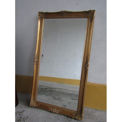 1024 - Gilded Rectangular Form Wall Mirror Approximately 5ft 6 Inches High