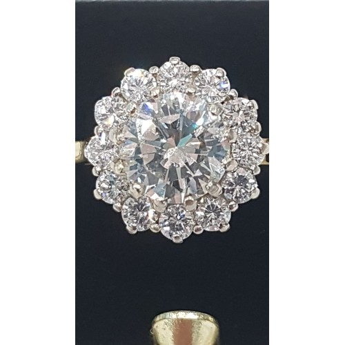 520 - Diamond Cluster Ring Platinum Crown Mounted on 18 Carat Yellow Gold Band Center Stone Approximately ... 