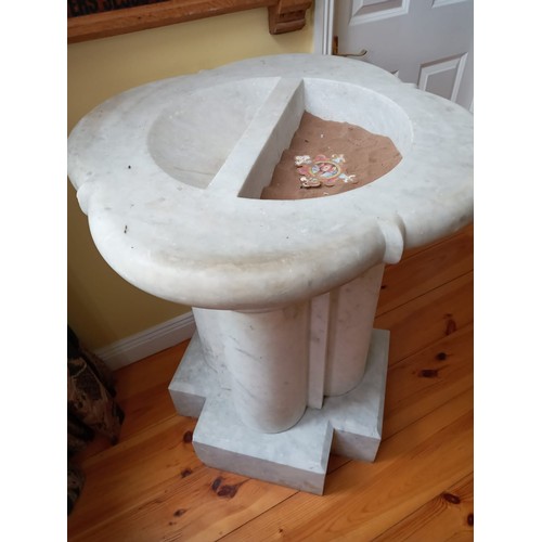 1027 - Carved Marble Baptismal Font Antique with Original Cover Attractively Detailed Approximately 40 Inch... 