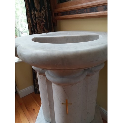 1027 - Carved Marble Baptismal Font Antique with Original Cover Attractively Detailed Approximately 40 Inch... 