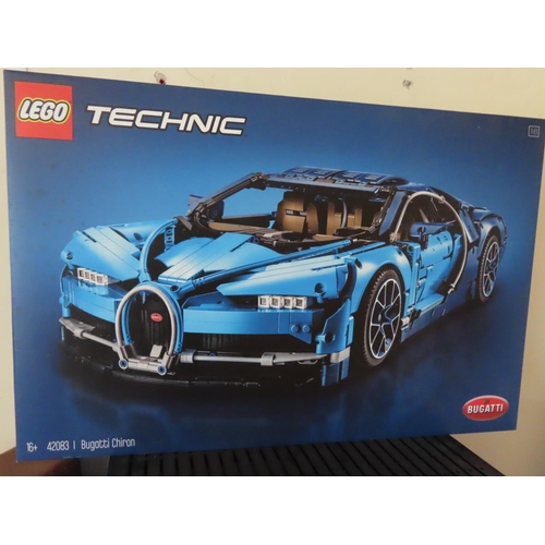 112 - Lego Technic Bugatti Chiron Set 42083 Constructed in Perspex Case Approximately 26 Inches Long Origi... 