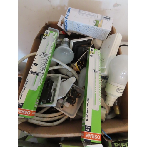 1134 - Box Containing Light Bulbs and Other Electrical Items As Photographed