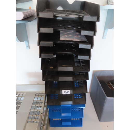 1146 - Collection of Stackable Filing Trays