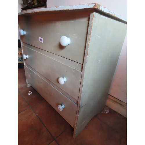 1158 - Painted Three Drawer Unit 30 Inches Wide x 17 Inches x 27 Inches Tall