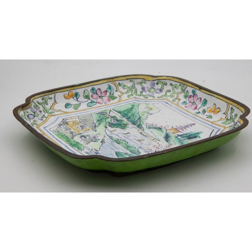 1074 - Eastern Cloisonne Decorated Pin Tray Shaped Form Approximately 4 Inches Wide