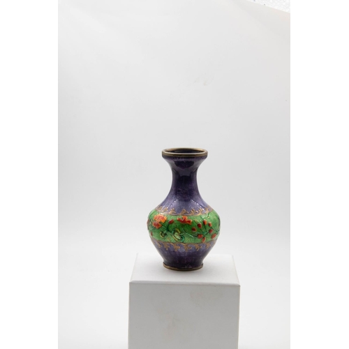 1077 - Cloisonne Decorated Shaped Form Vase