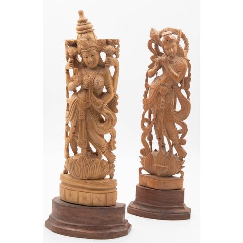 1090 - Pair of Carved Indian Figures Each Approximately 10 Inches High Attractively Detailed