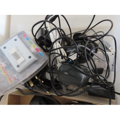 1142 - assortment of Electrical Cables, Chargers etc. to Include Card Reader etc. As Photographed