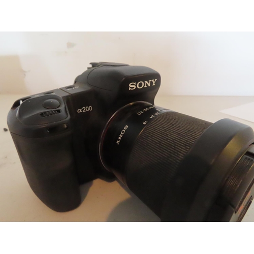 1143 - Sony A200 Digital Camera with Two Lens and Original Carry Case Original Box Present