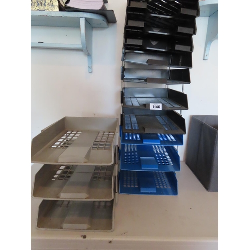 1146 - Collection of Stackable Filing Trays