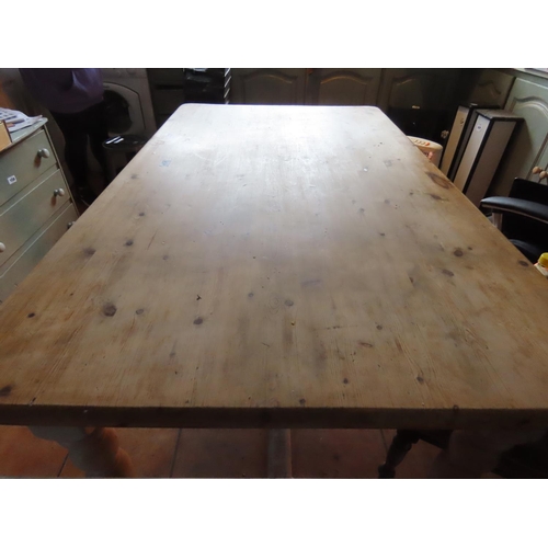 1159 - Pine Kitchen Table with Painted Supports 59 Inches Wide x 31 Inches Tall x 36 Deep