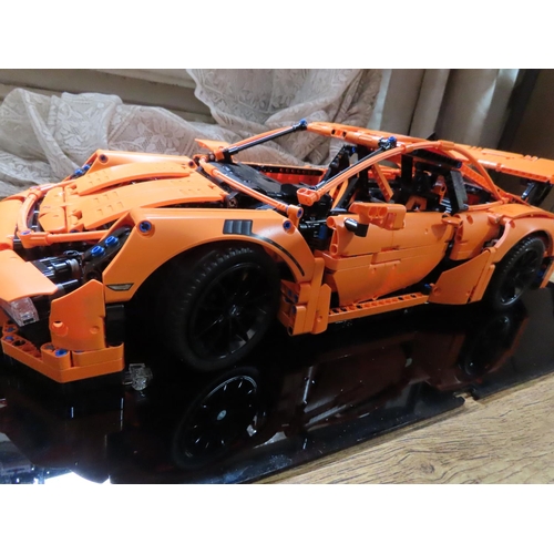 119 - Lego Technics Set 42056 Porsche 911 GT3RS Complete in Custom Perspex Case 26 Inches x 10 Inches High