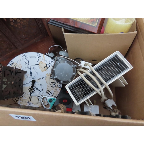 1201 - Large Box Containing Various Household Items Including Ornaments, Toaster, Clock etc.