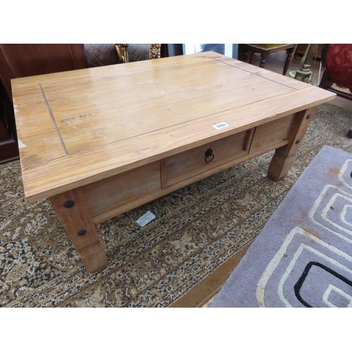 1202 - Pine Coffee Table 42 Inches x 31 Inches x 18 Inches with Pull Out Drawer