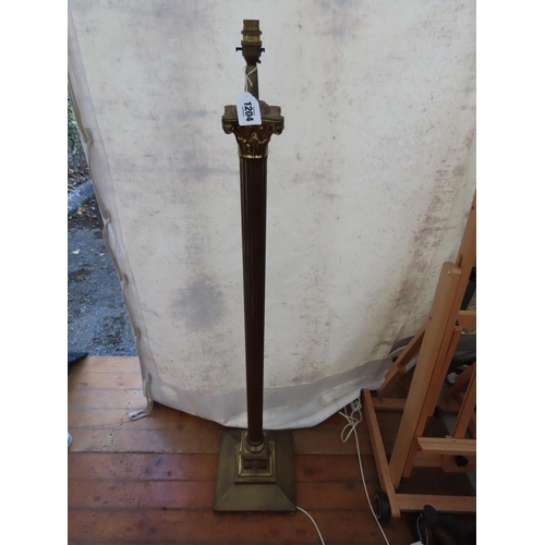 1204 - Brass Corinthian Column Standard Lamp 58 Inches Tall Electrified