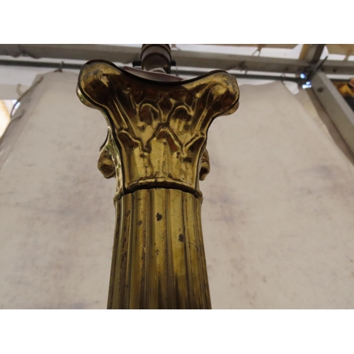 1204 - Brass Corinthian Column Standard Lamp 58 Inches Tall Electrified