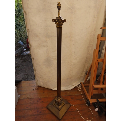 1204 - Brass Corinthian Column Standard Lamp 58 Inches Tall Electrified