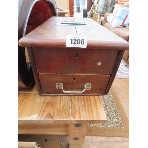 1206 - Unusually Large Wooden Vintage Shop Till with Intrinsic Drawer and Note Section etc. 19 Inches Long