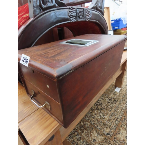 1206 - Unusually Large Wooden Vintage Shop Till with Intrinsic Drawer and Note Section etc. 19 Inches Long