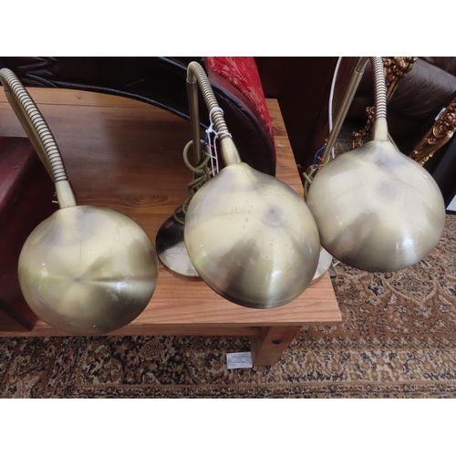 1207 - Set of Three Polished Brass Adjustable Reading Lamps Each Approximately 24 Inches Tall