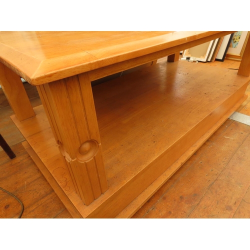 1213 - Pine Coffee Table 48 Inches Long x 24 Inches Wide x 20 Inches Tall with Integral Drawer