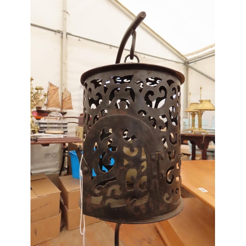 1214 - Collection of Candle Holders and Lanterns Tallest Approximately 36 Inches High