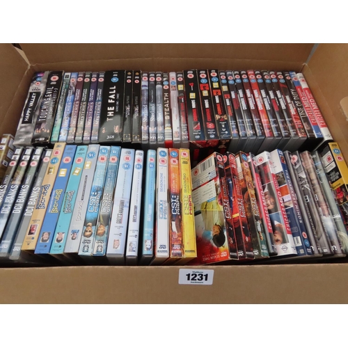 1231 - Large Box Containing DVDs to Include Mostly TV Box Sets