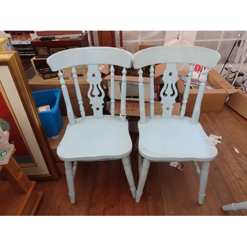 1239 - Set of Four Pine Kitchen Chairs Painted Blue