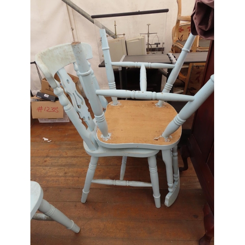 1239 - Set of Four Pine Kitchen Chairs Painted Blue