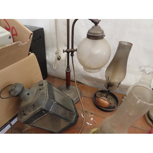 1245 - Collection of Vintage Oil and Kerosene Lamps and Candle Holders of Quantity