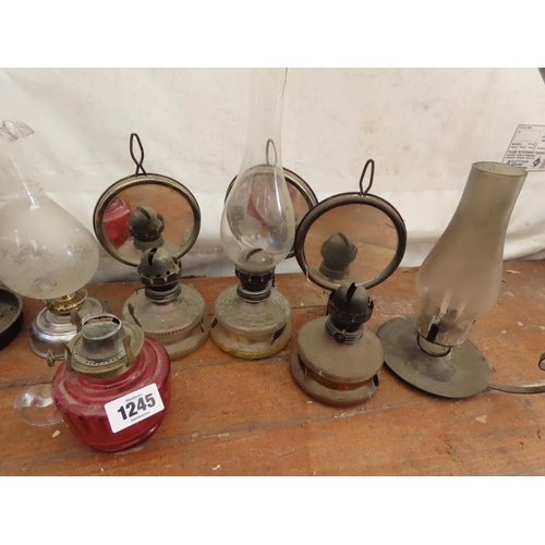 1245 - Collection of Vintage Oil and Kerosene Lamps and Candle Holders of Quantity