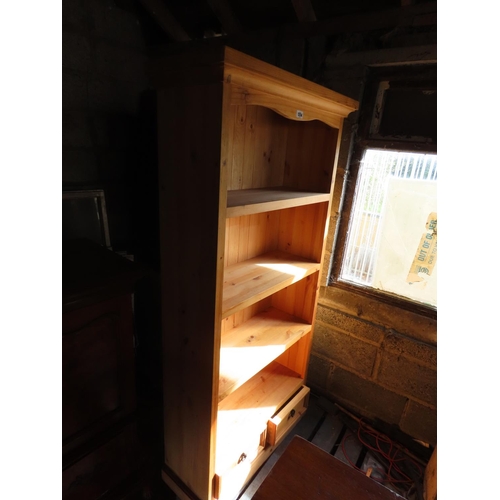 1254 - Pine Bookcase with Four Shelves over Two Drawers 71 Inches High x 35 Inches Wide