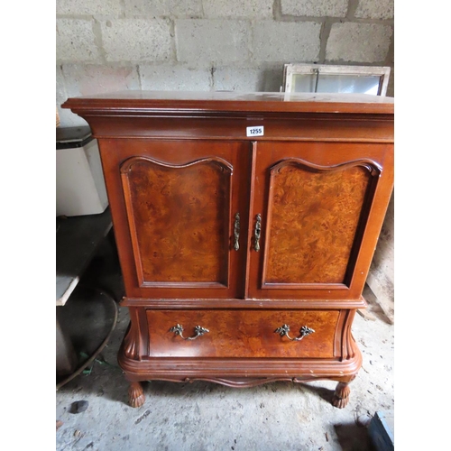 1255 - Mahogany Veneer Television Cabinet 50 Inches Tall x 38 Inches Wide with Cupboard Top over Single Dra... 