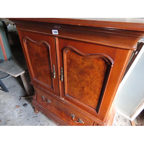 1255 - Mahogany Veneer Television Cabinet 50 Inches Tall x 38 Inches Wide with Cupboard Top over Single Dra... 